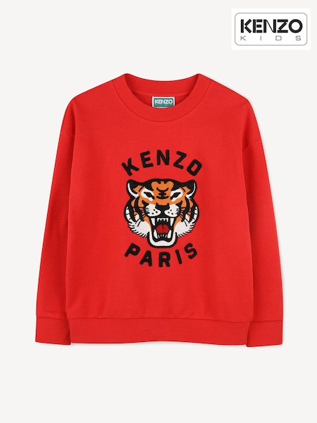 KENZO KIDS Red Long Sleeve Large Tiger Print Logo Sweatshirt (AN1376) | 931 LEI - 1,490 LEI