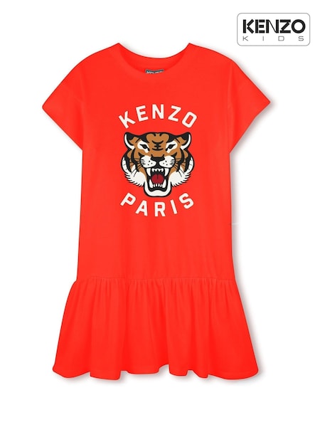 KENZO KIDS Red Short Sleeve Tiger Logo Dress (AN1380) | €128 - €133