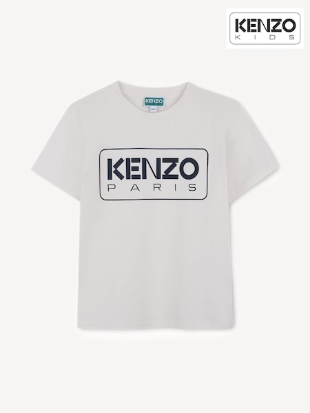 KENZO KIDS Rectangle Logo Short Sleeve White T-Shirt (AN1383) | 272 QAR - 322 QAR