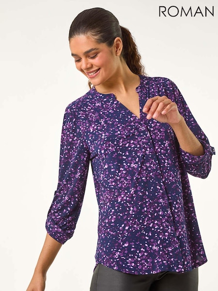 Roman Purple Stretch Speckled Print Blouse (AN1425) | €48