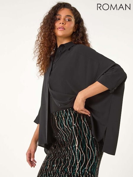 Roman Black Velvet Sequin Detail Pencil Skirt (AN1428) | € 41