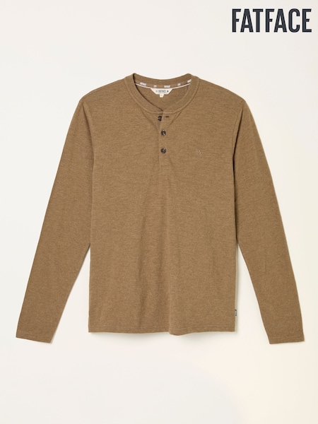FatFace Woodside Henley Tan Brown Long Sleeve Woodside Slub Henley (AN1441) | 146 QAR