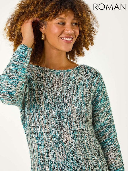 Roman Blue Patterened Tape Yarn Knit Jumper (AN1451) | €57
