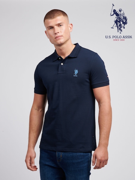 U.S. Polo Assn. Blue Mens Brand Pique 100% Cotton Polo Shirt (AN1591) | €72