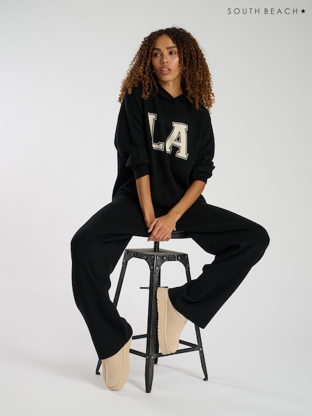 South Beach Black Knitted Wide Leg Joggers (AN1648) | R$ 445