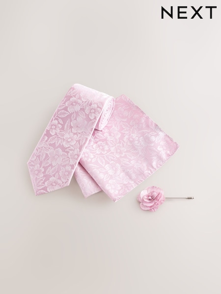 Pink Floral Tie and Pocket Square Set (AN1739) | € 30