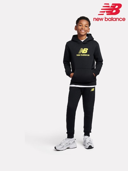 New Balance Black Boys Brush Back Stacked Logo Hoodie Set (AN1745) | AED524 - AED629