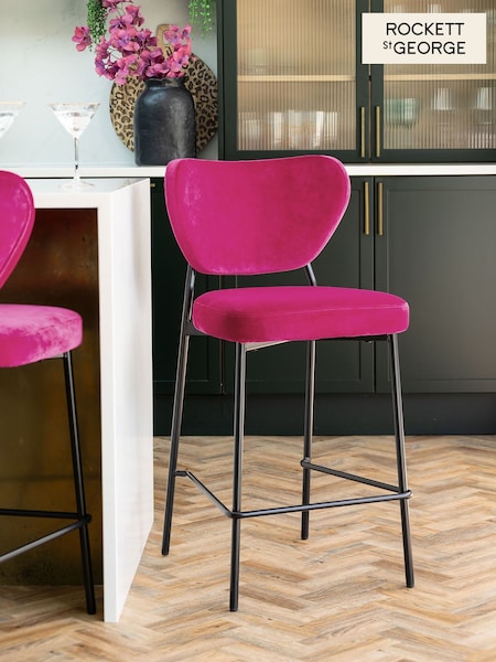 Rockett St George Hot Pink Velvet Perfect Bar Stool (AN1780) | €246