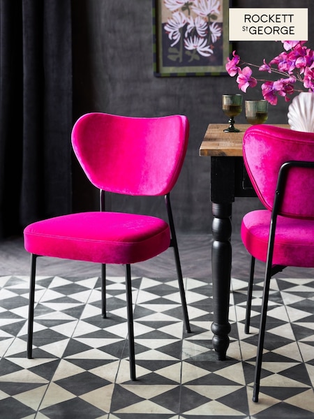 Rockett St George Set of 2 Hot Pink Velvet Perfect Dining Chairs (AN1782) | €372