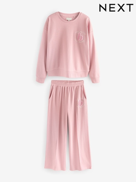 B by Ted Baker Pink Textured Wide Leg Boucle Embroidered Pyjamas Set (AN1807) | R$ 535