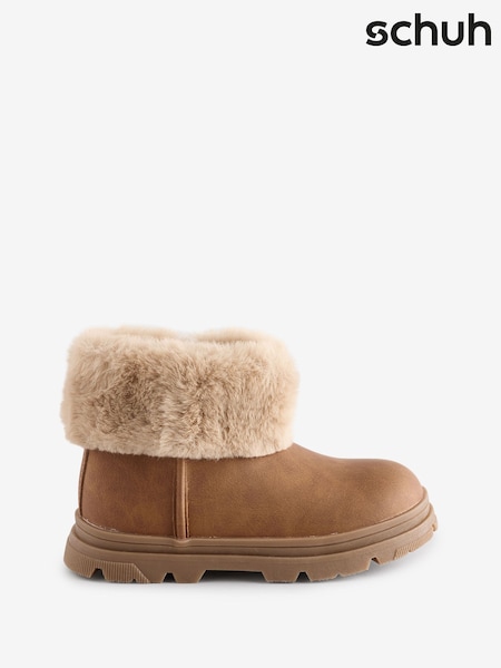 Schuh Cherry Faux Fur Brown Boots (AN1819) | AED198