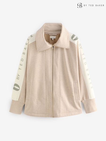 B by Ted Baker Ecru Longline Zip Through Hoodie (AN2028) | R$ 610