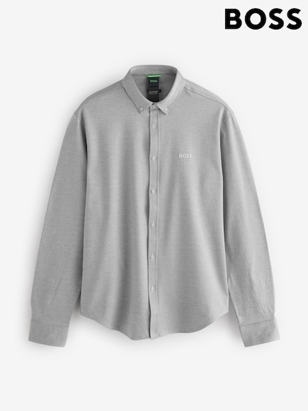BOSS Light Grey Motion Jersey Stretch Oxford 100% Cotton Shirt (AN2086) | €79