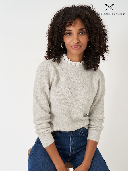 Crew Clothing Company Natural Lace Trim Pointelle Jumper (AN2091) | €87