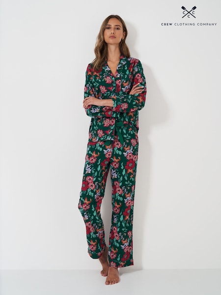Crew Clothing Company Green Brushed 100% Cotton Pyjamas Set (AN2096) | ₪297