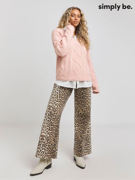 Simply Be V-Neck Cable Jumper (AN2121) | 182 LEI