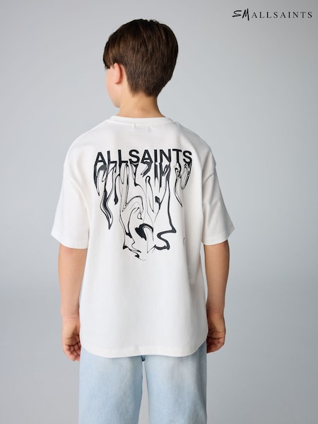 أبيض - smALLSAINTS Oversized Inksaints Crew T-Shirt (AN2132) | ‏109 ر.ق. - ‏129 ر.ق.