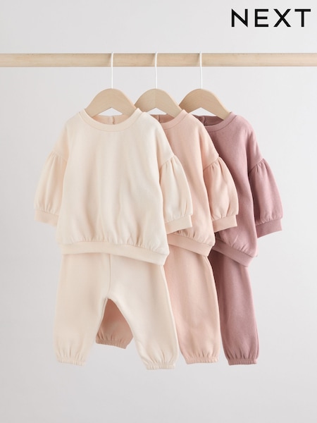 Creme/Pink - Baby Sweatshirt & Joggers 6 Piece Set (0mths-2yrs) (AN2153) | 45 € - 48 €