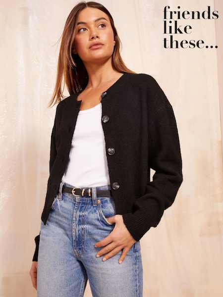 črna - Friends Like These Cropped Button Through Cardigan (AN2157) | € 47