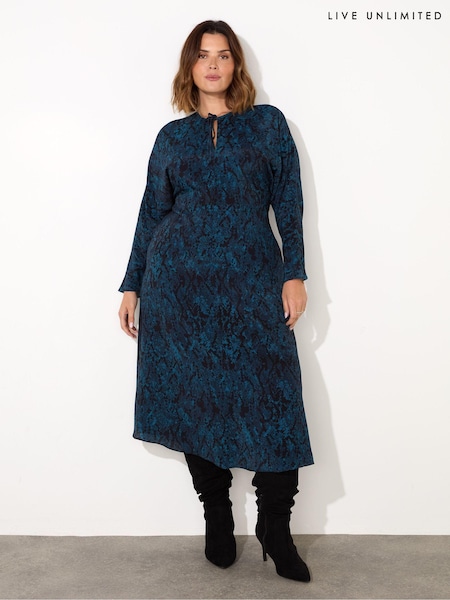 Live Unlimited Curve Snake Effect Print Tie Front Dress (AN2192) | €59