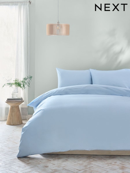 Light Blue Pure 100% Cotton 144 Thread Count Duvet Cover and Pillowcase Set (AN2202) | €21 - €46