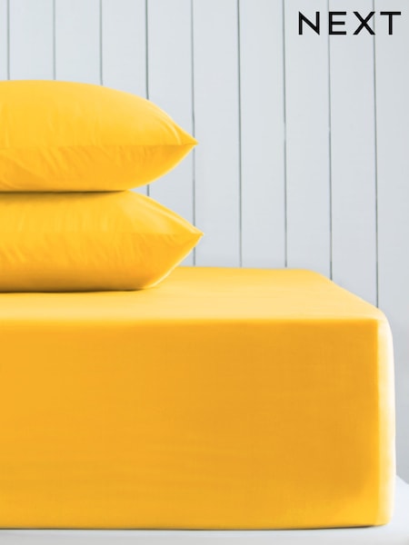 Bright Yellow Cotton Rich Extra Deep Fitted Bed Sheet (AN2209) | €21 - €28
