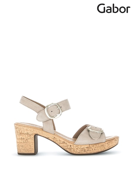 Gabor Fantastica Oak Suede White Sandals (AN2265) | OMR55