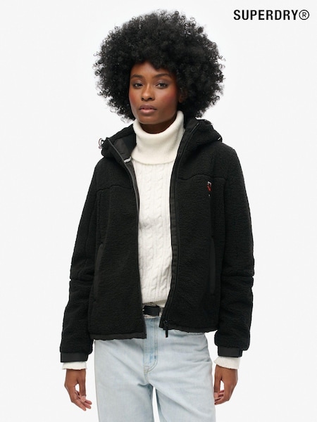 Negru - Jachetă Borg Trekker Superdry cu glugă (AN2279) | 443 LEI