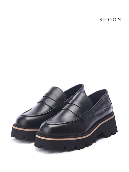 Moda in Pelle Sh Albury Chunky Sole Leather Black Loafers (AN2282) | €156