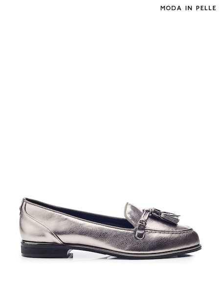 Moda in Pelle Evvaa Flat Slip on Tassle Leather Barrel Loafers (AN2292) | €70