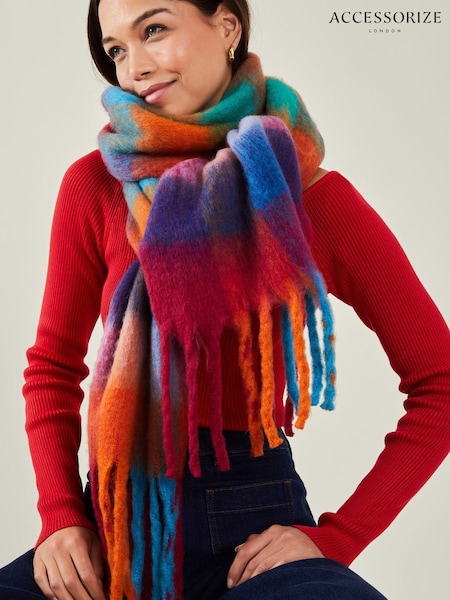 Accessorize Black Super Soft Winter Bright Check Print Scarf (AN2303) | AED98