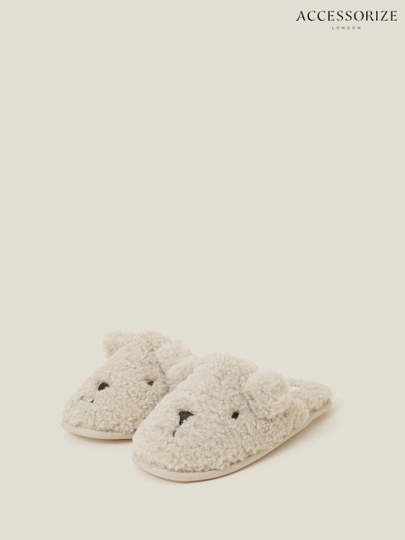 Accessorize Natural Teddy Mules Slippers (AN2315) | AED76