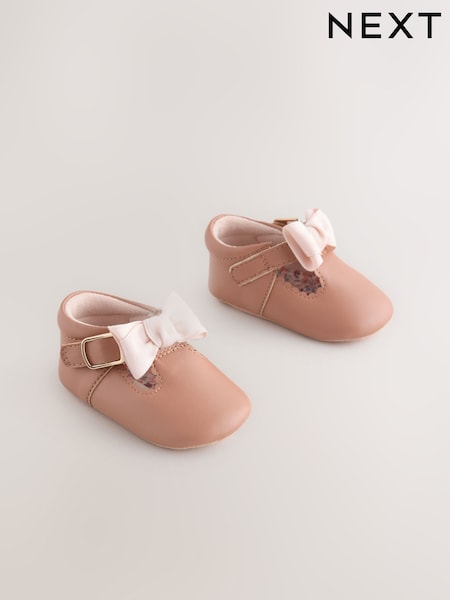 Pink Baby T Bar Bow Shoes (0-18mths) (AN2330) | €0