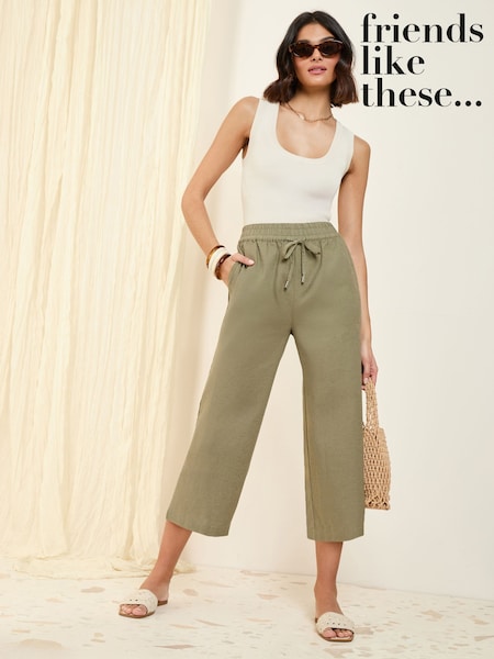 Verde caqui - Friends Like These Linen Blend Culottes (AN2381) | 37 €