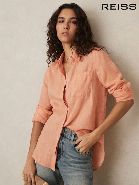 Reiss Orange Belle Linen Button-Through Shirt (AN2391) | €149