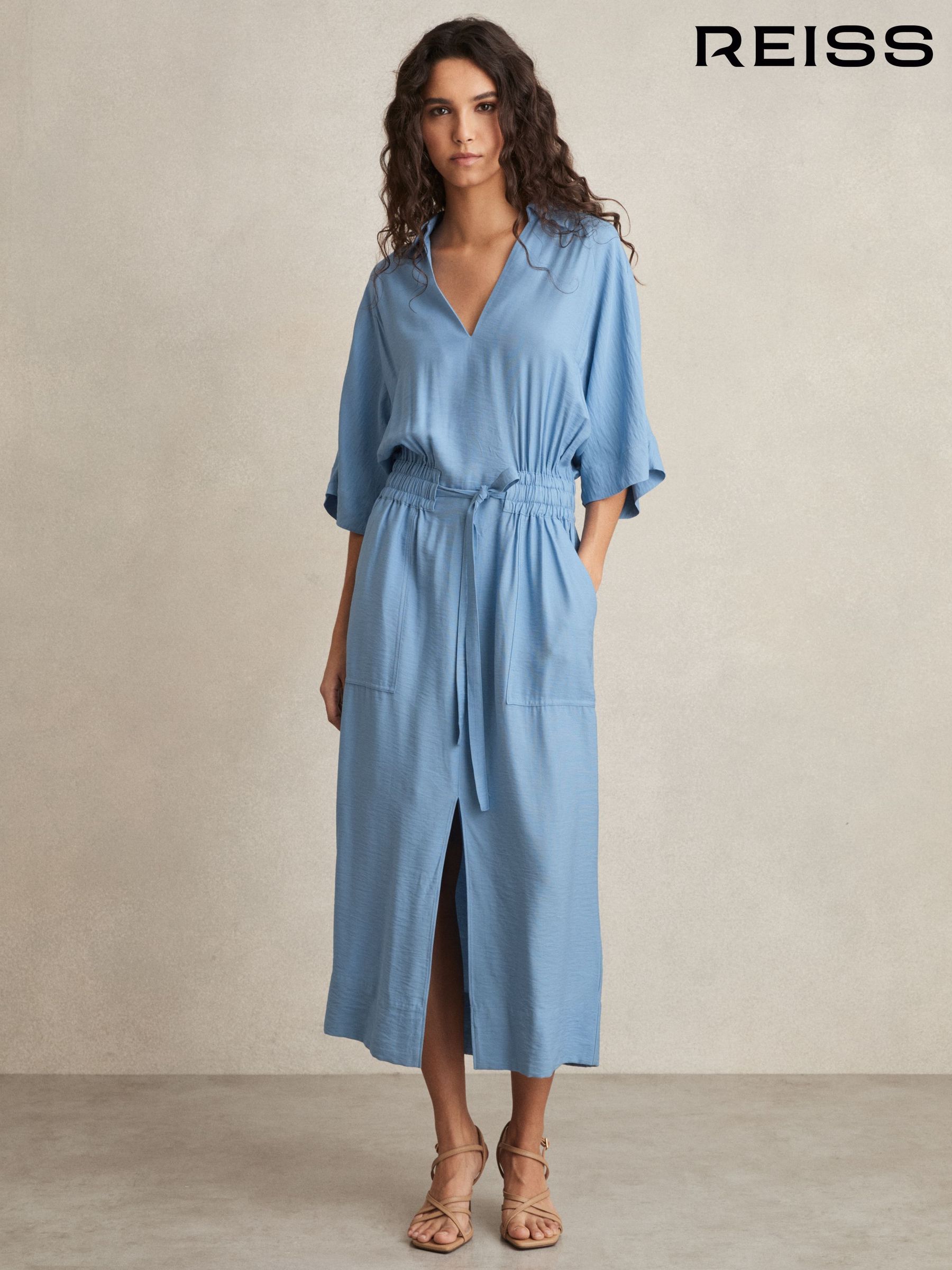 light blue manmade shirt dresses
