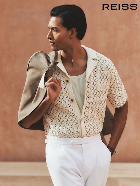 Reiss Natural Roulette Textured-Knit Cuban-Collar Shirt (AN2405) | €183
