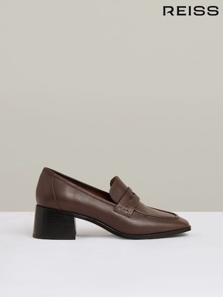 Suklaa - Reiss Heidi Leather Block-korkokengät Penny Loaferit (AN2415) | €280