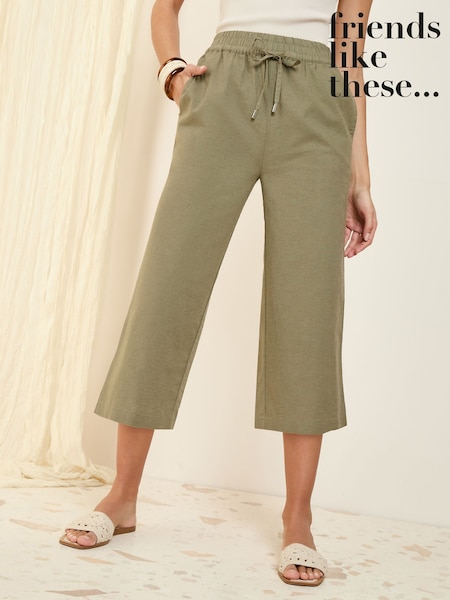 Verde caqui - Friends Like These Linen Blend Culottes (AN2445) | 37 €