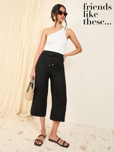 Negru - Prieteni ca aceste pantaloni pantaloni din amestec de in (AN2447) | 194 LEI