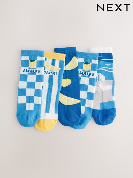 Blue Lemons Print Rich Socks 5 Pack (AN2449) | €8.50 - €11.50