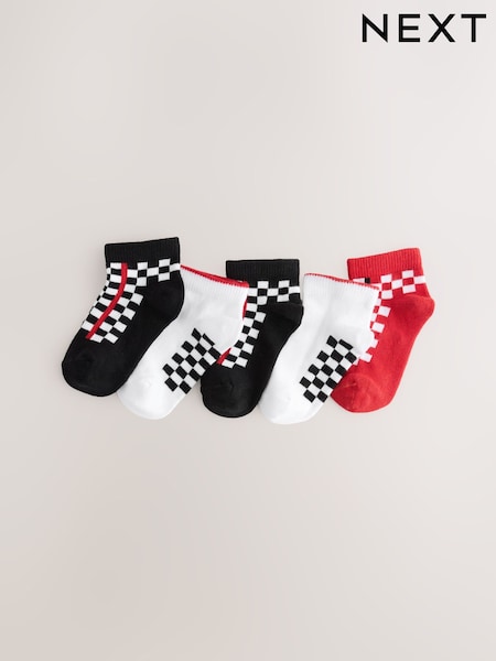 White/Black/Red Checkerboard Rich Trainers Socks 7 Pack (AN2463) | R$ 60 - R$ 80