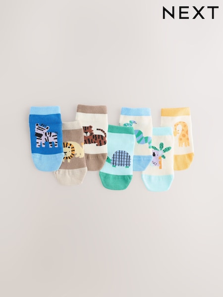 Diseño de safari en azul apagado/tostado - Rich Trainers Socks 7 Pack (AN2472) | 11 € - 15 €