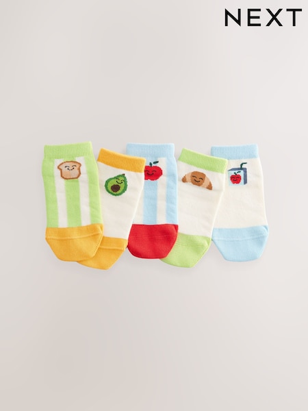 Sininen/Vihreä Ruoka Raita - Trainers Socks 5 Pack (AN2473) | €11 - €14