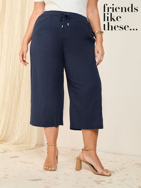 Bleumarin - Prieteni ca aceste pantaloni pantaloni din amestec de in (AN2495) | 194 LEI
