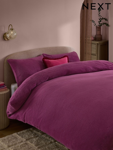Dark Pink Teddy Fleece Duvet Cover and Pillowcase Set (AN2543) | 108 QAR - 255 QAR