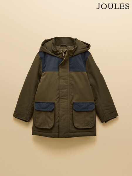 Joules Boys' Ultimate Green Waterproof Coat with Quilted Lining (AN2551) | R$ 585 - R$ 680
