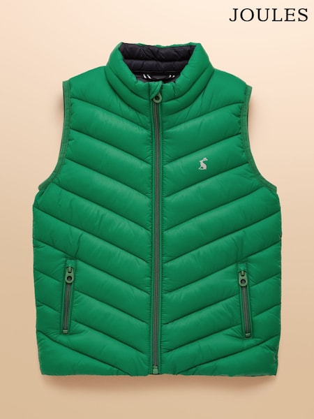 Verde - Joules Kids' Crofton Gilet Showerproof Padded Gilet (AN2553) | 194 LEI - 238 LEI