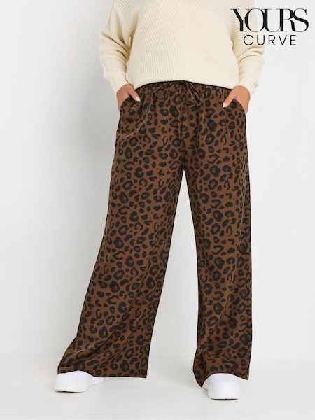 Yours Curve Brown Leopard Print Wide-Leg Trousers (AN2607) | €39