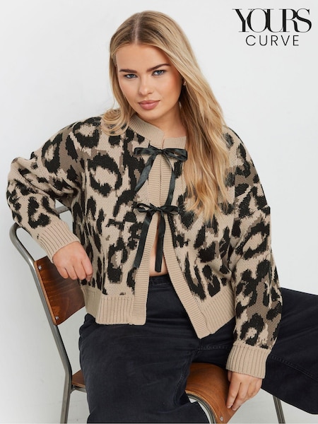 Yours Curve Limited Leopard Satin Bow Cardigan (AN2613) | € 38